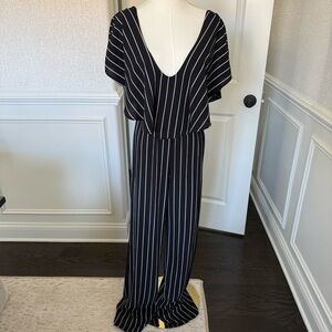Windsor Black and White Striped Women's Jumpsuit Small